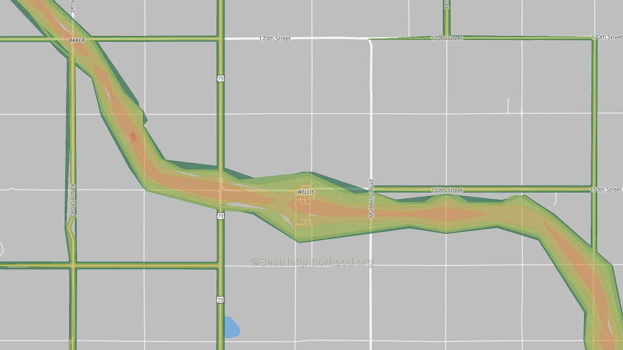Willis, KS Map of Noise Levels in Willis
