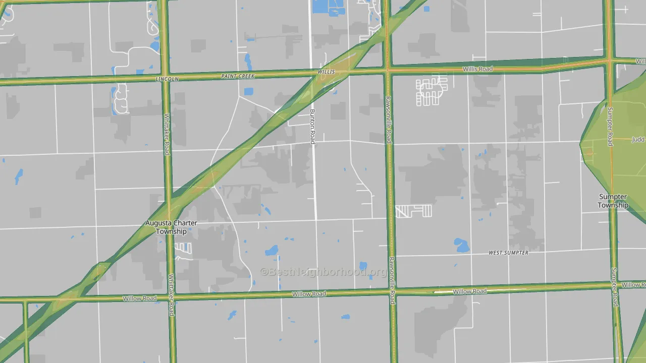 Willis, MI Map of Noise Levels in Willis