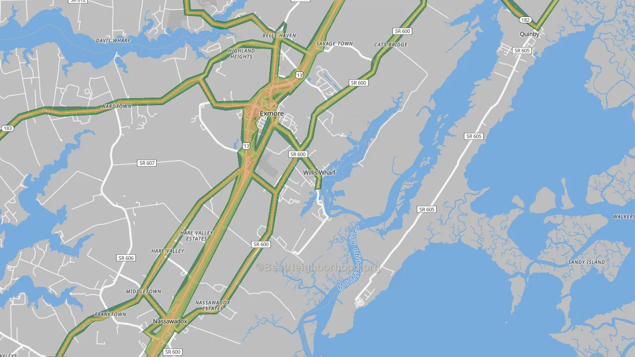 Willis Wharf, VA Map of Noise Levels in Willis Wharf
