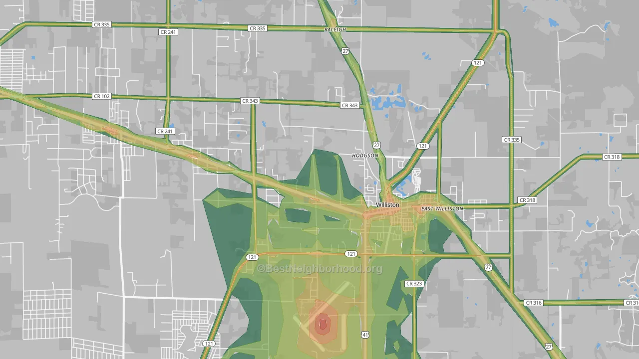 Williston, FL Map of Noise Levels in Williston