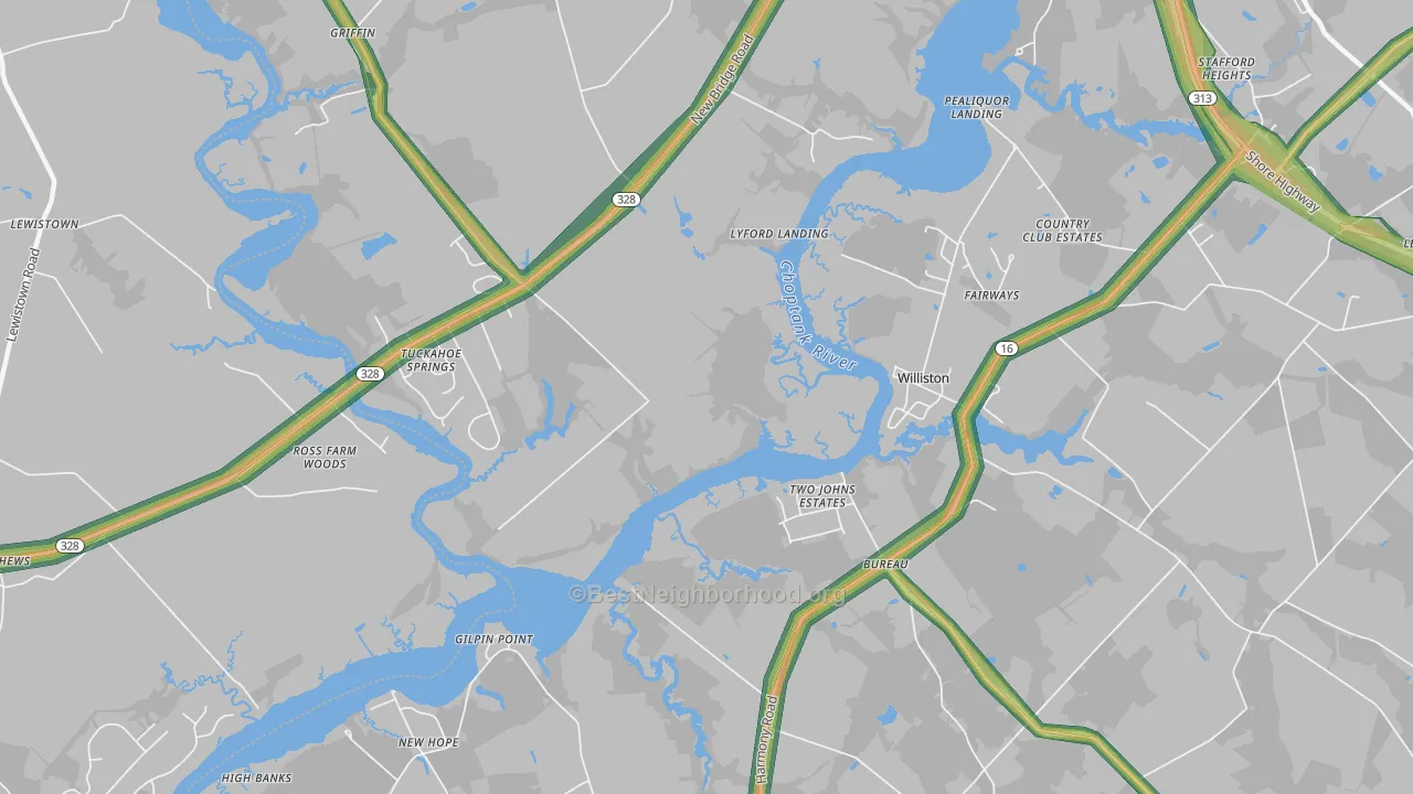 Williston, MD Map of Noise Levels in Williston