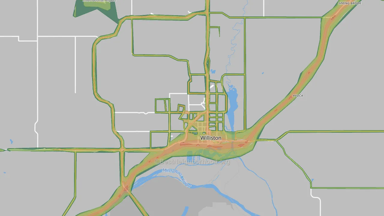 Williston, ND Map of Noise Levels in Williston