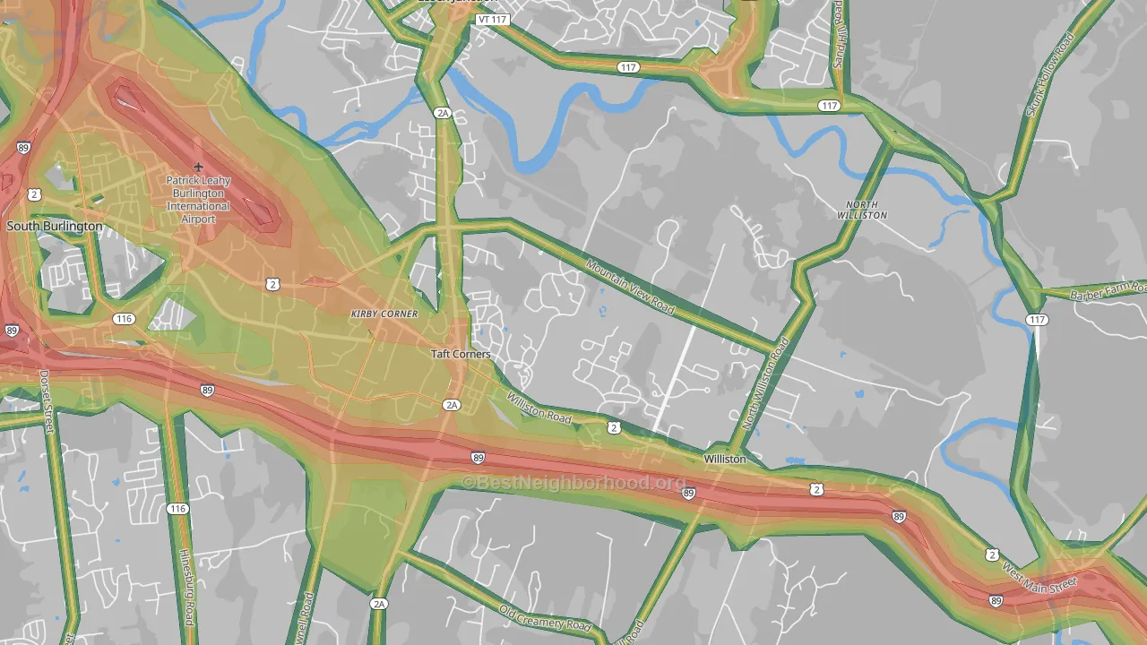 Williston North, Williston, VT Map of Noise Levels in Williston North