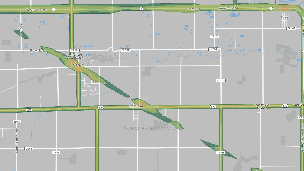 Williston, OH Map of Noise Levels in Williston