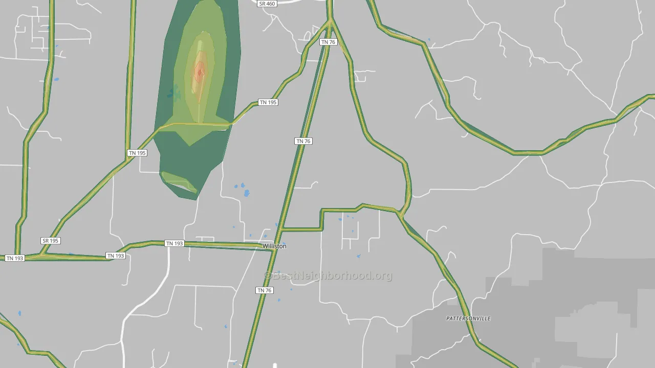 Williston, TN Map of Noise Levels in Williston