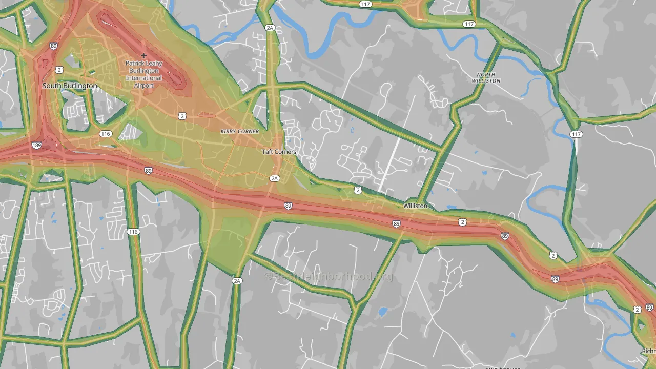 Williston, VT Map of Noise Levels in Williston
