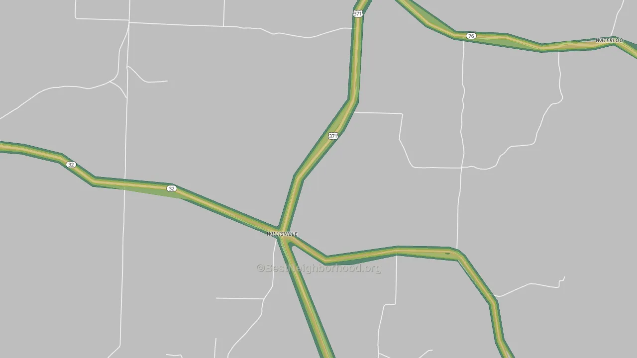Willisville, AR Map of Noise Levels in Willisville