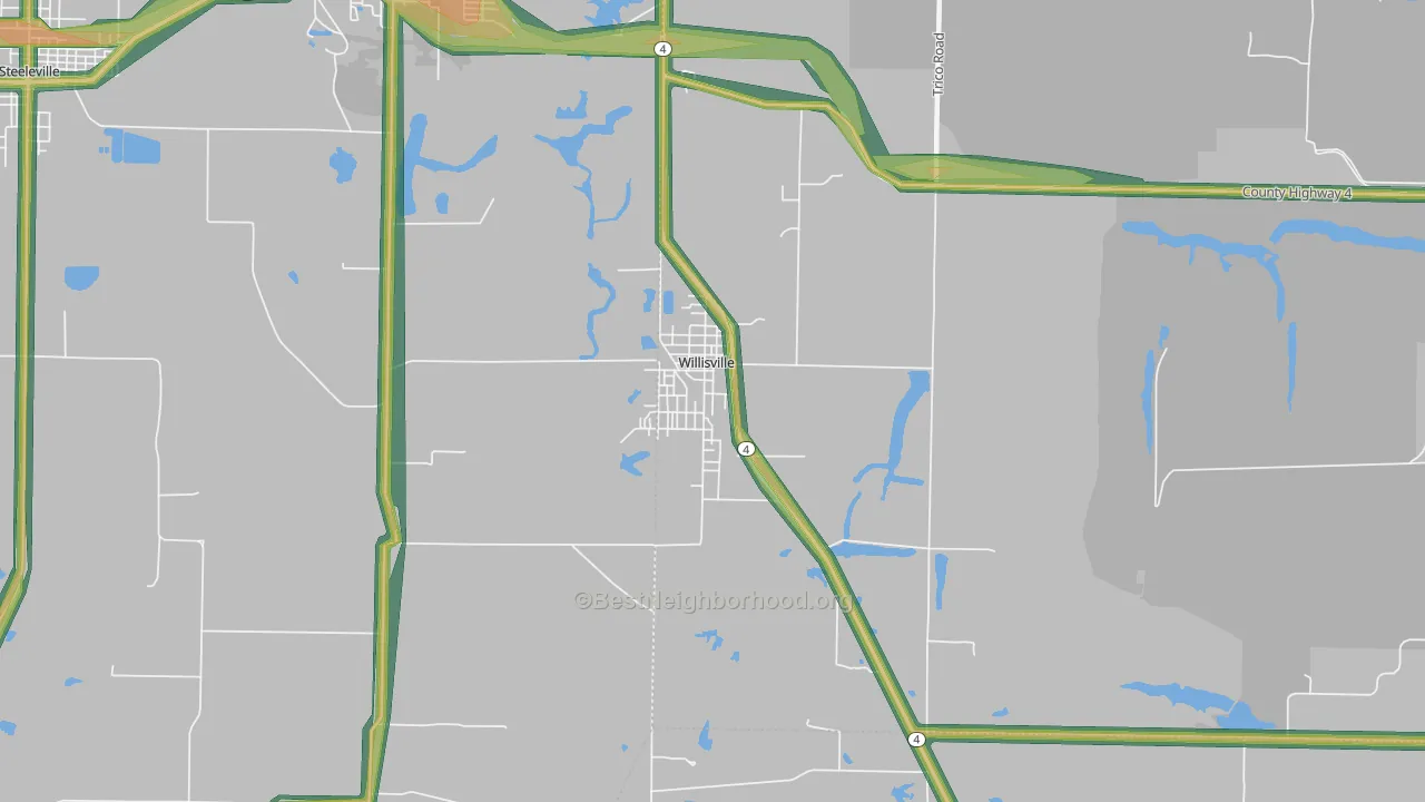 Willisville, IL Map of Noise Levels in Willisville