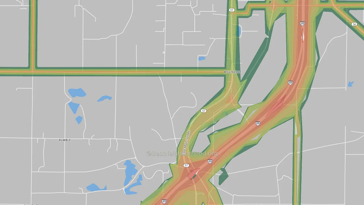 Willisville, IN Map of Noise Levels in Willisville