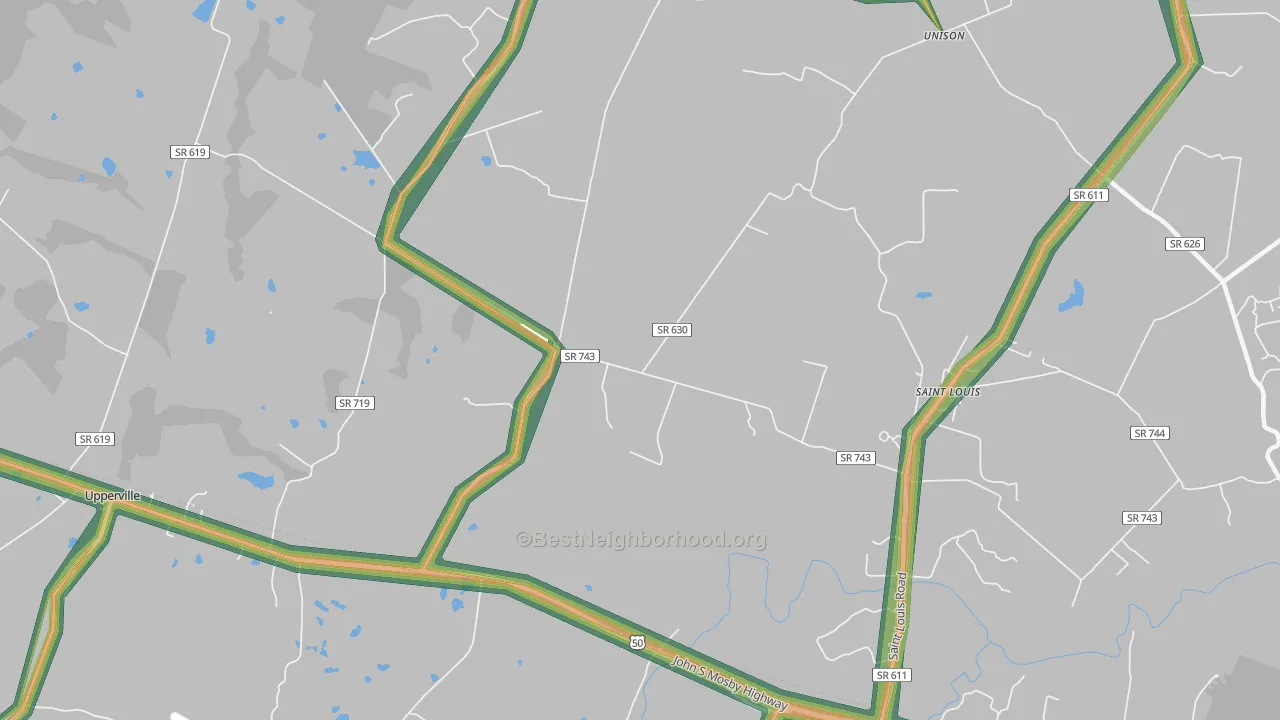 Willisville, VA Map of Noise Levels in Willisville