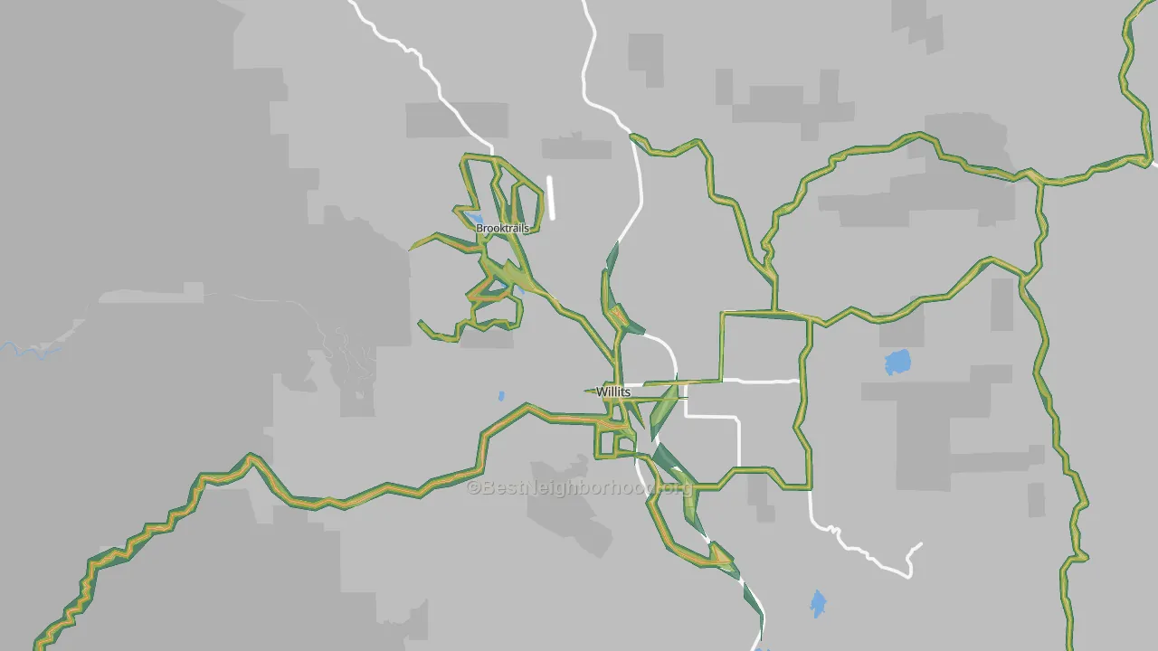 Willits, CA Map of Noise Levels in Willits