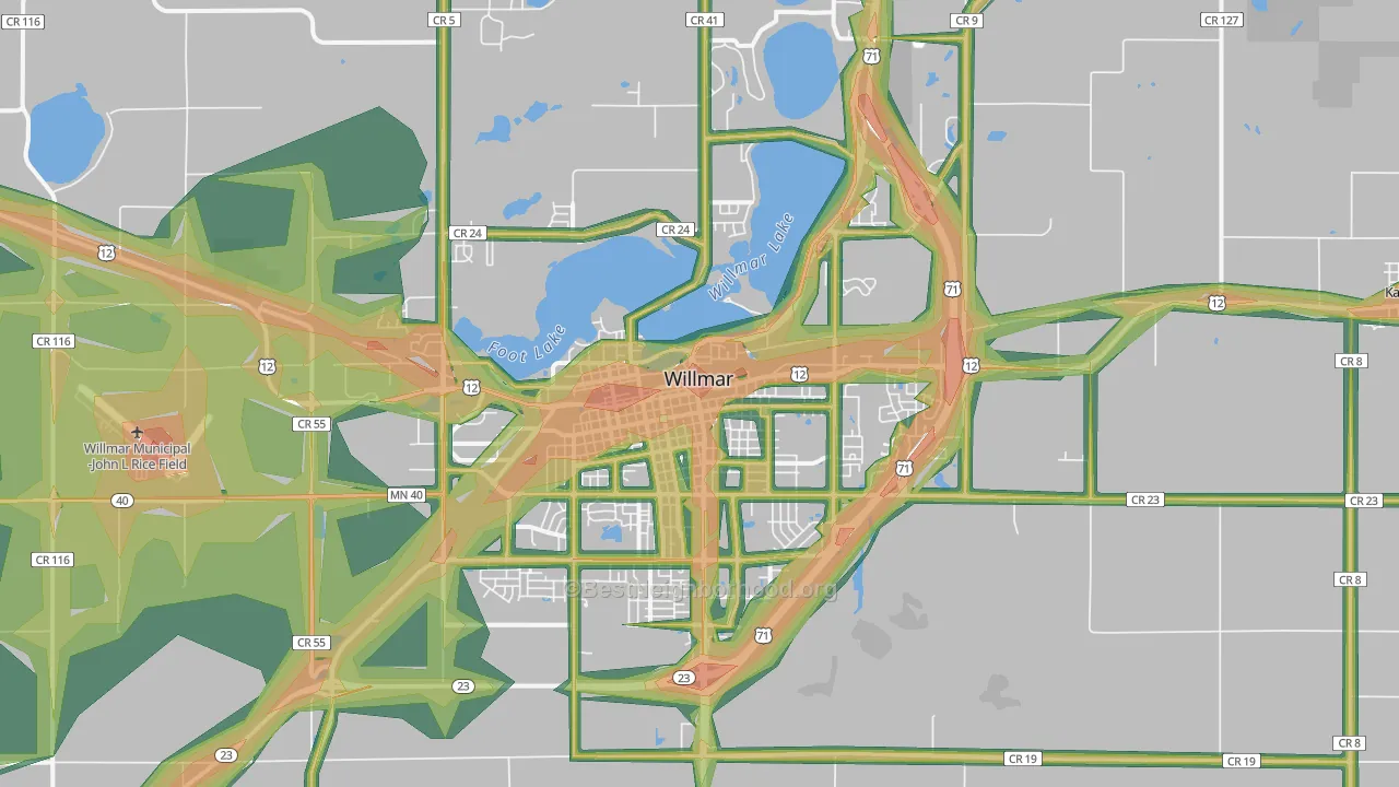 Willmar, MN Map of Noise Levels in Willmar