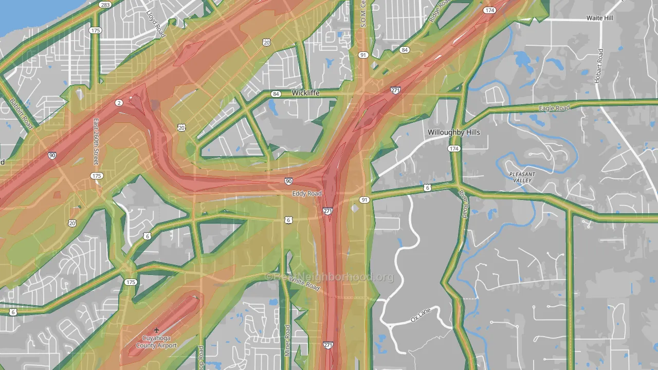 Willoughby Hills, OH Map of Noise Levels in Willoughby Hills