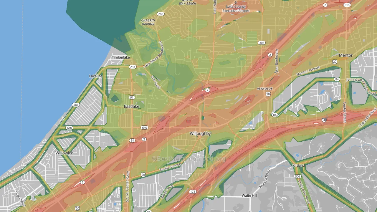 Willoughby, OH Map of Noise Levels in Willoughby