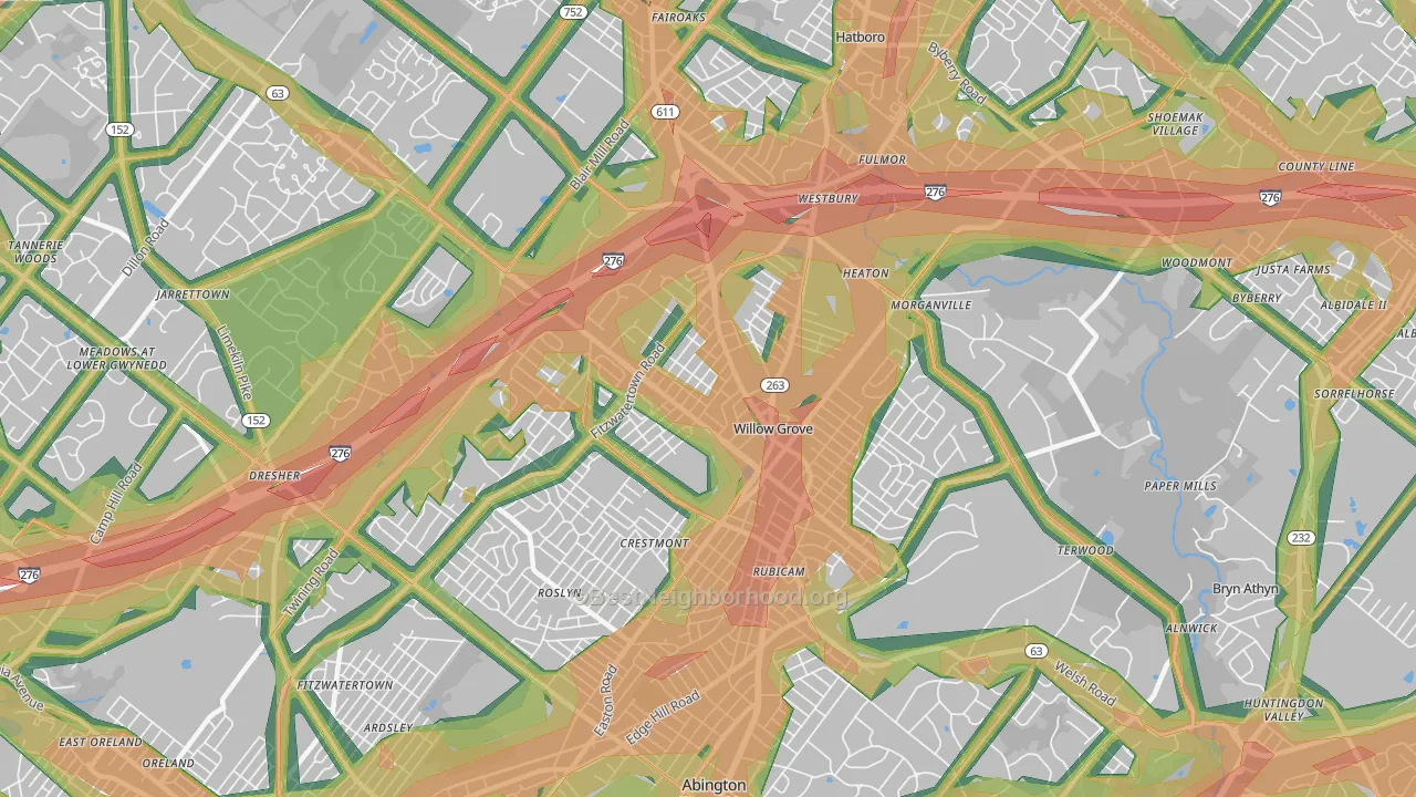 Willow Grove, PA Map of Noise Levels in Willow Grove