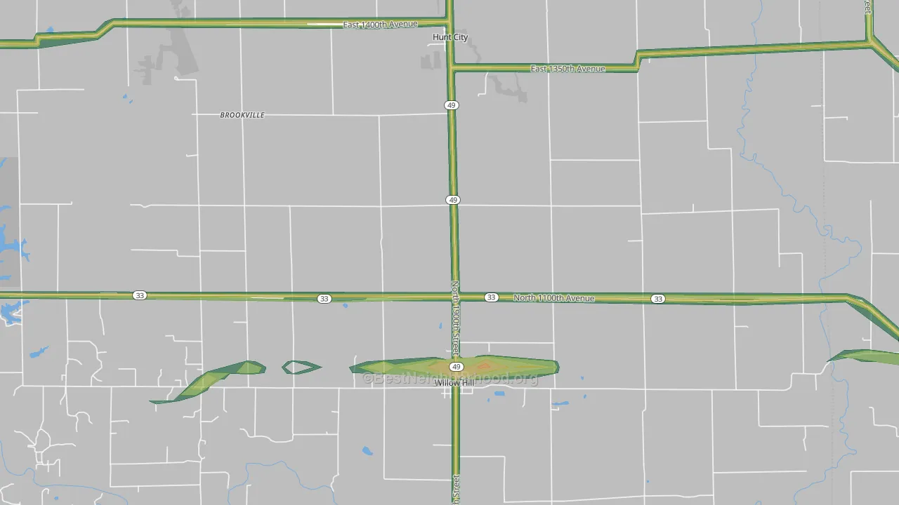Willow Hill, IL Map of Noise Levels in Willow Hill