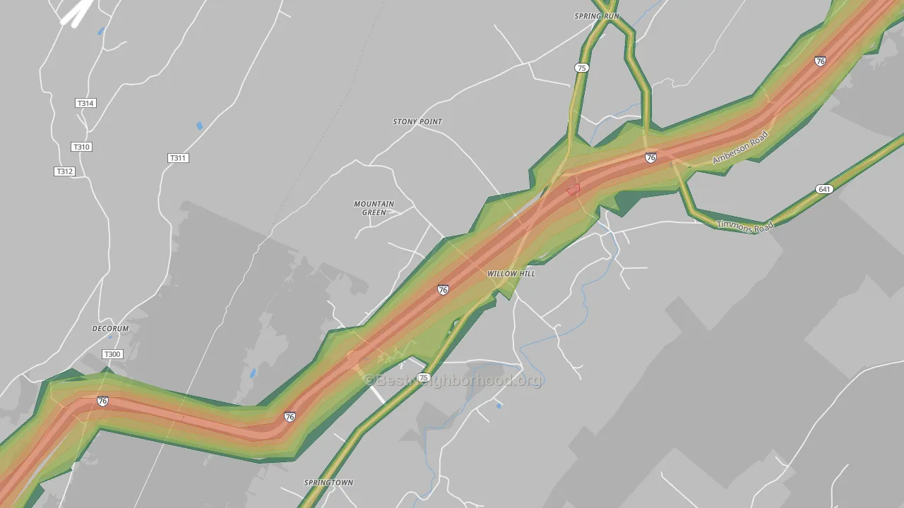Willow Hill, PA Map of Noise Levels in Willow Hill