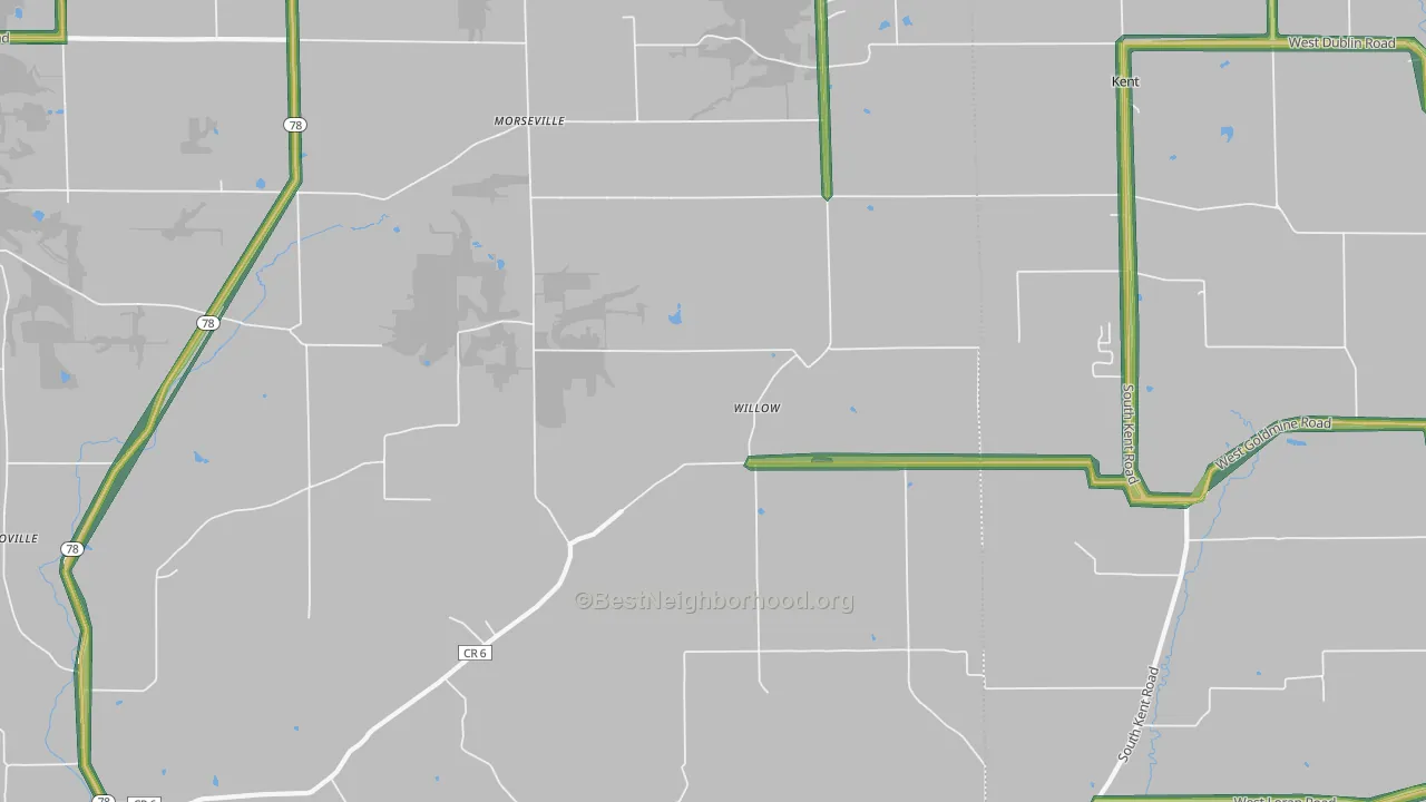 Willow, IL Map of Noise Levels in Willow