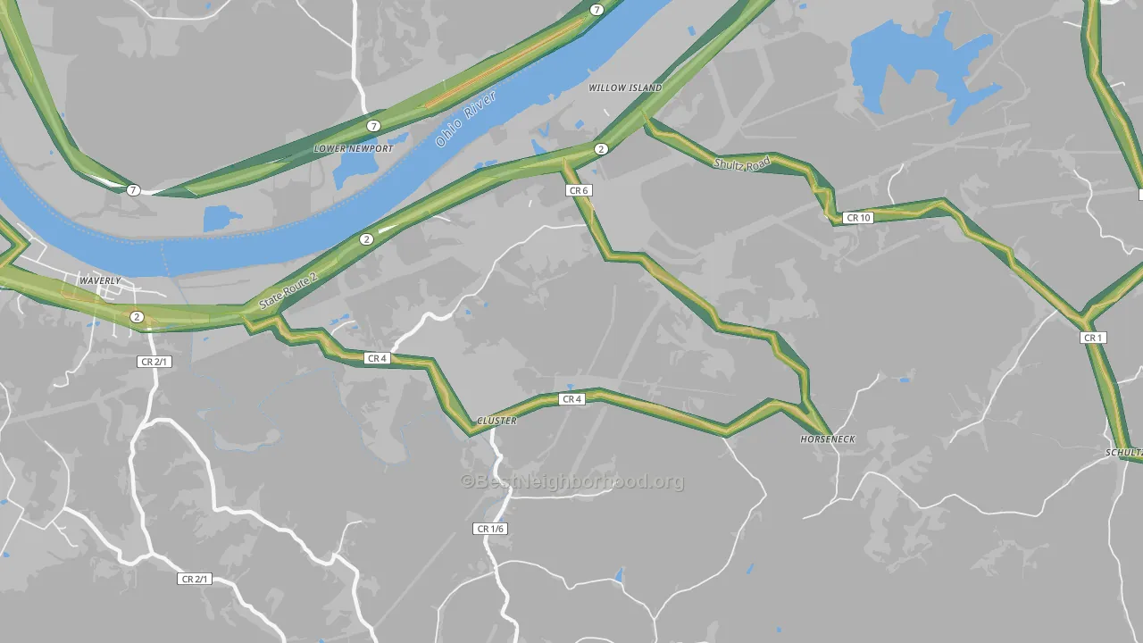 Willow Island, WV Map of Noise Levels in Willow Island