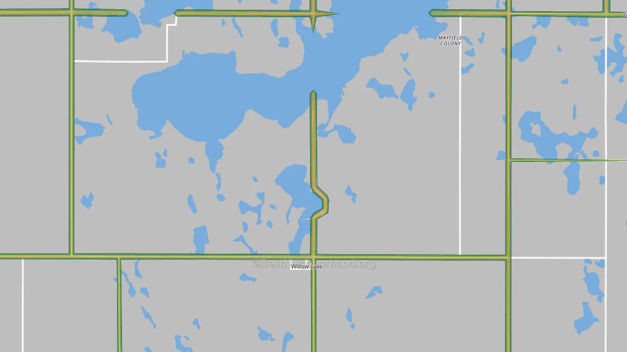 Willow Lake, SD Map of Noise Levels in Willow Lake