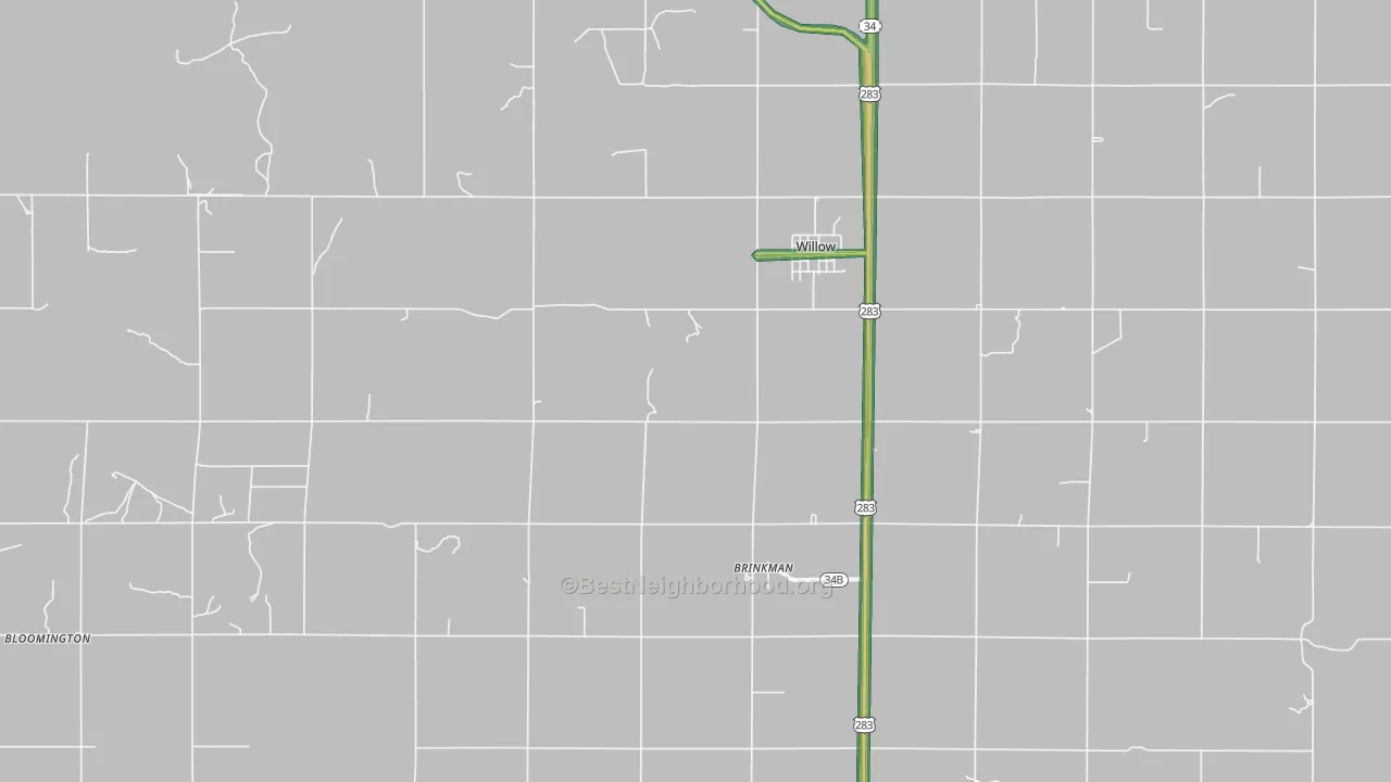 Willow, OK Map of Noise Levels in Willow