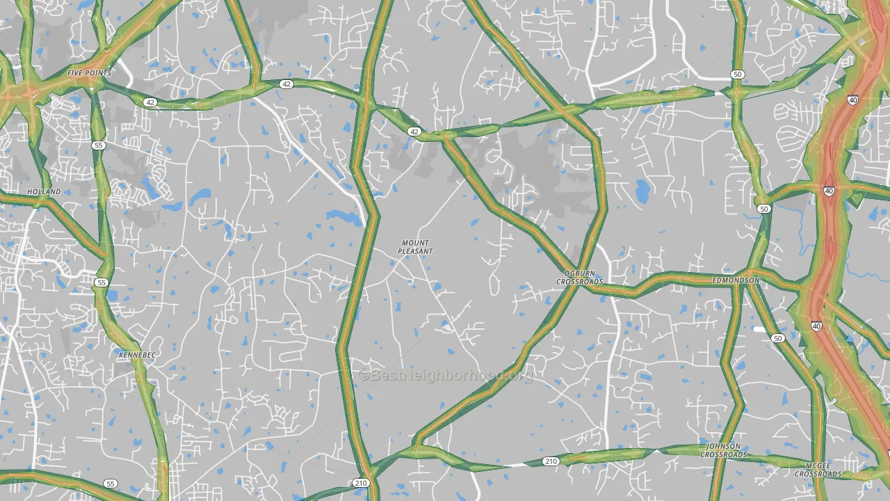 Willow Spring, NC Map of Noise Levels in Willow Spring