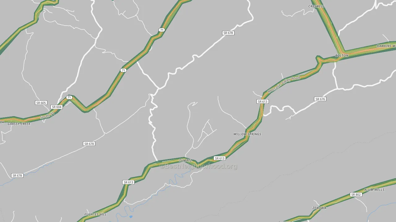 Willow Spring, VA Map of Noise Levels in Willow Spring
