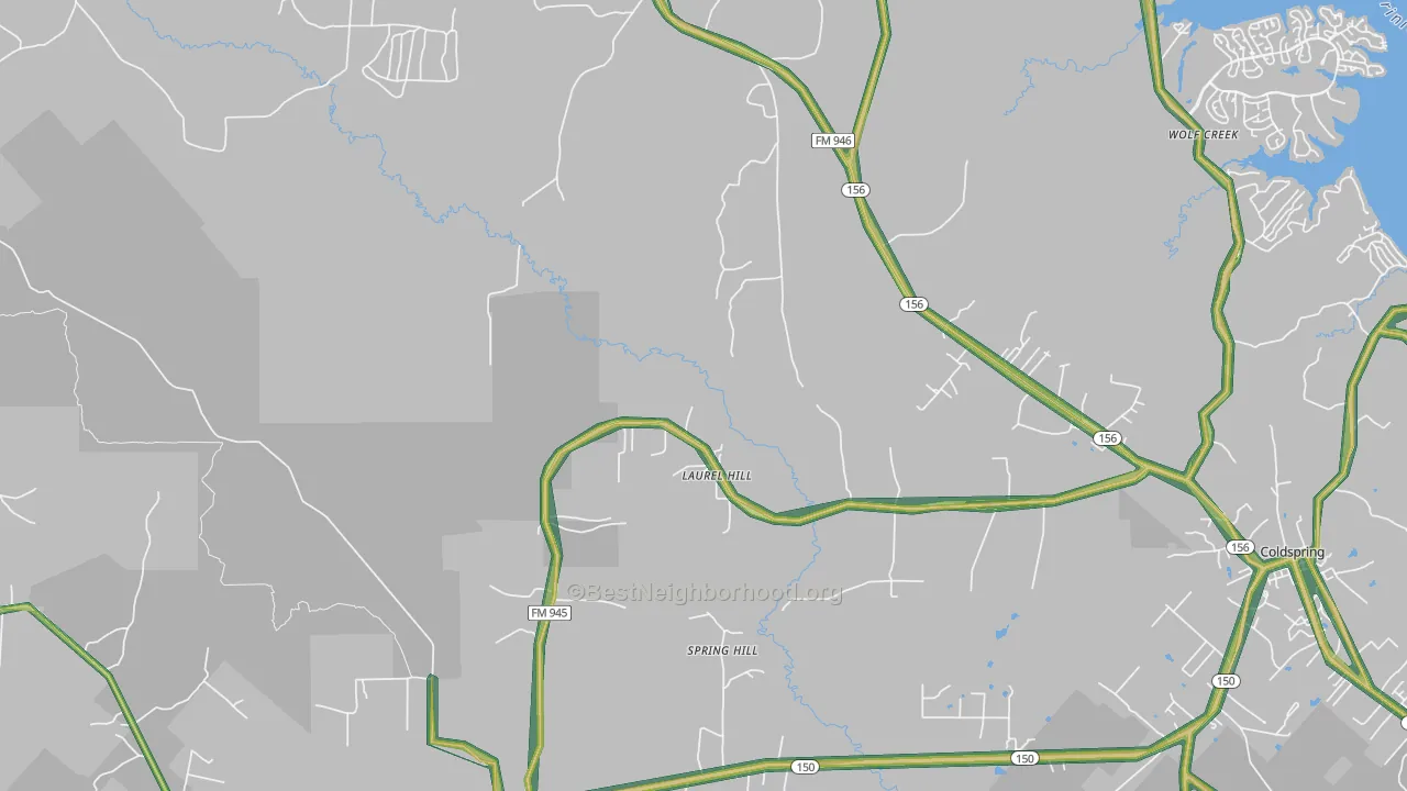 Willow Springs, TX Map of Noise Levels in Willow Springs