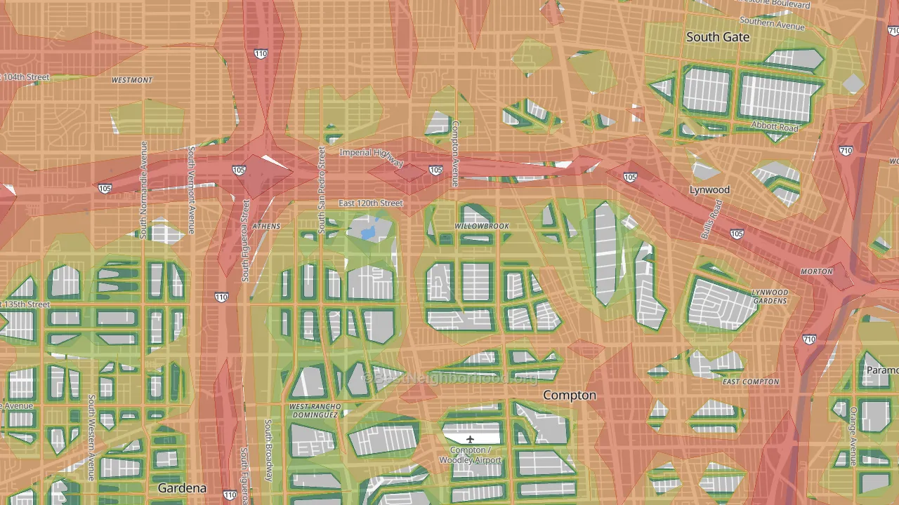 Willowbrook, CA Map of Noise Levels in Willowbrook