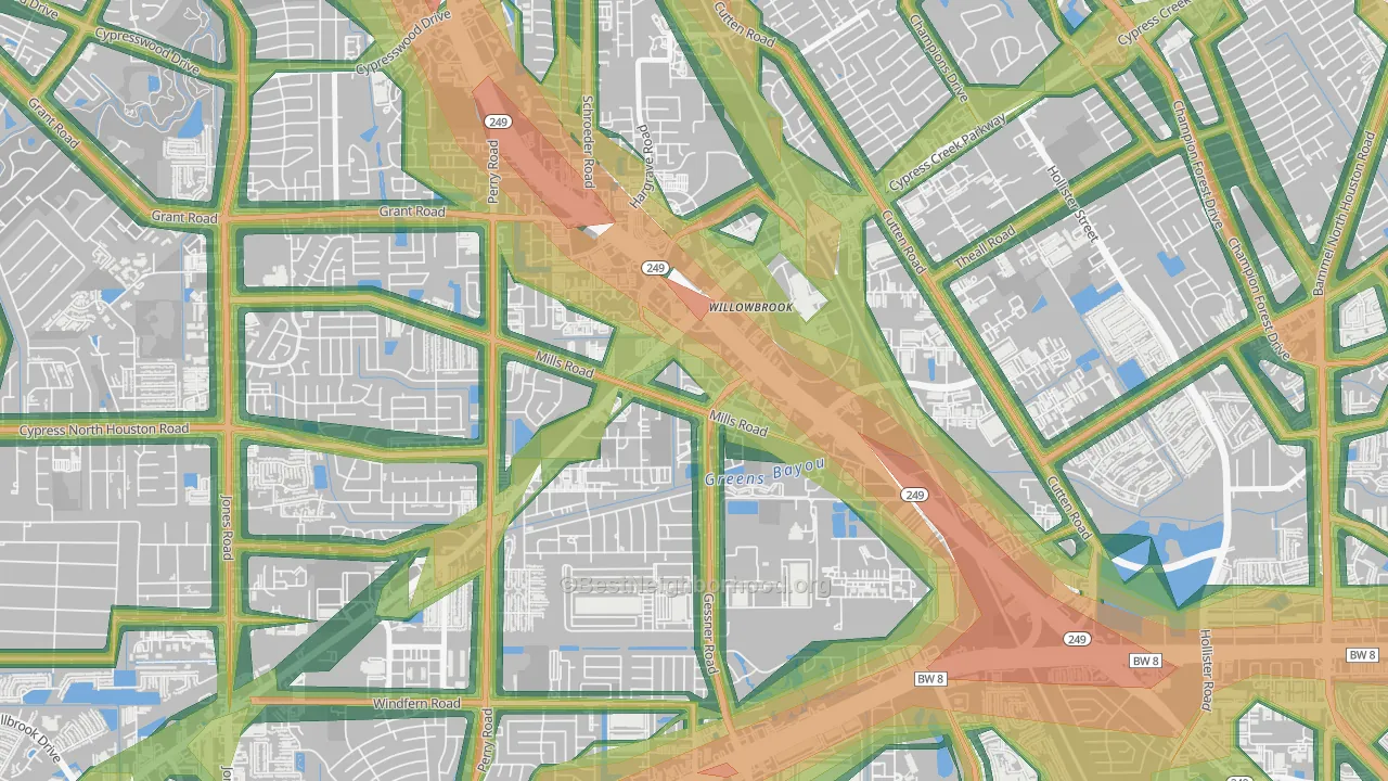 Willowbrook, Houston, TX Map of Noise Levels in Willowbrook