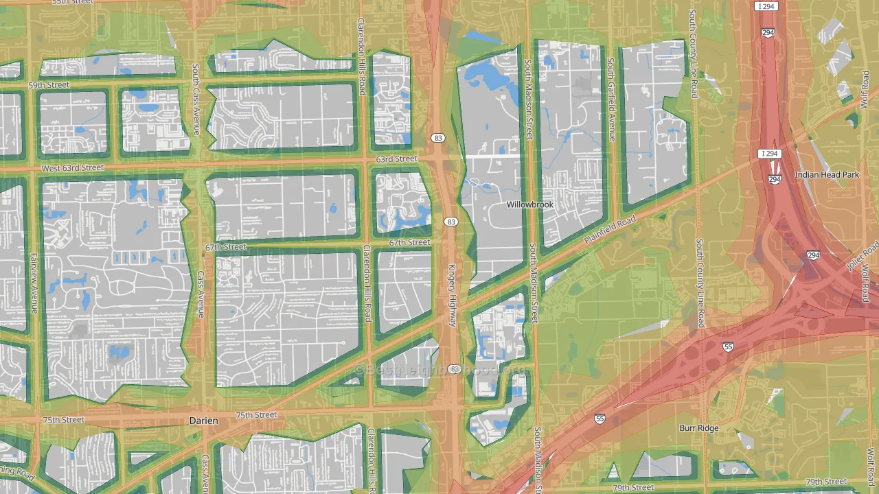 Willowbrook, IL Map of Noise Levels in Willowbrook