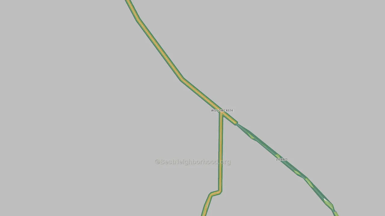 Willowcreek, OR Map of Noise Levels in Willowcreek