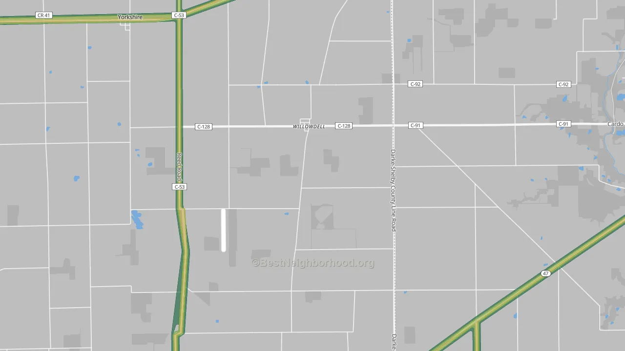 Willowdell, OH Map of Noise Levels in Willowdell