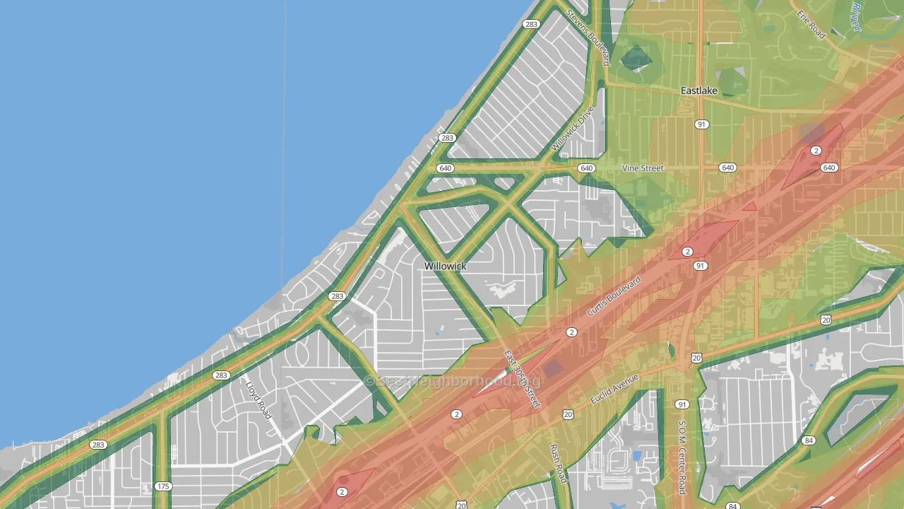 Willowick, OH Map of Noise Levels in Willowick