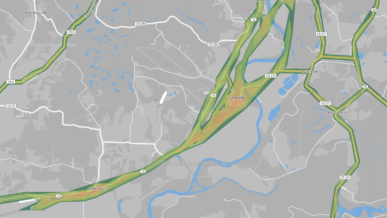 Wills Creek, OH Map of Noise Levels in Wills Creek