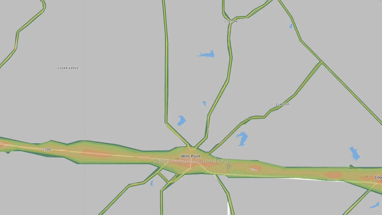 Wills Point, TX Map of Noise Levels in Wills Point