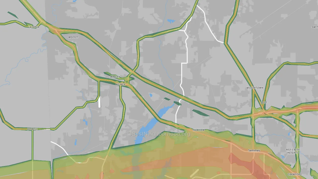 Wilmer, AL Map of Noise Levels in Wilmer