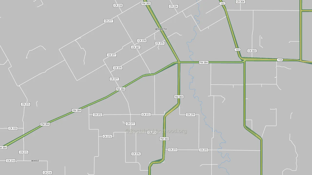 Wilmeth, TX Map of Noise Levels in Wilmeth