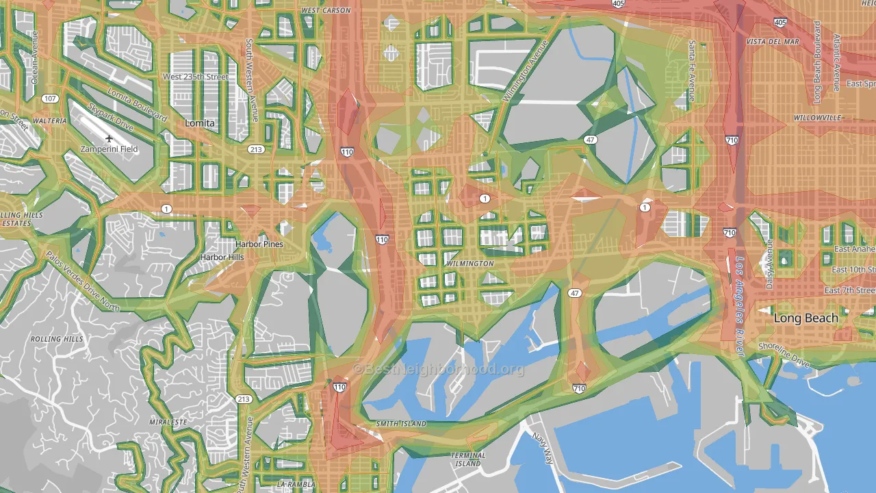 Wilmington, CA Map of Noise Levels in Wilmington