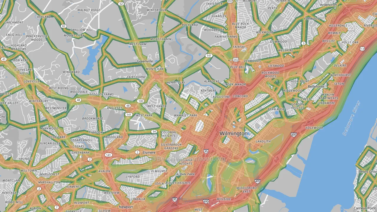 Wilmington, DE Map of Noise Levels in Wilmington