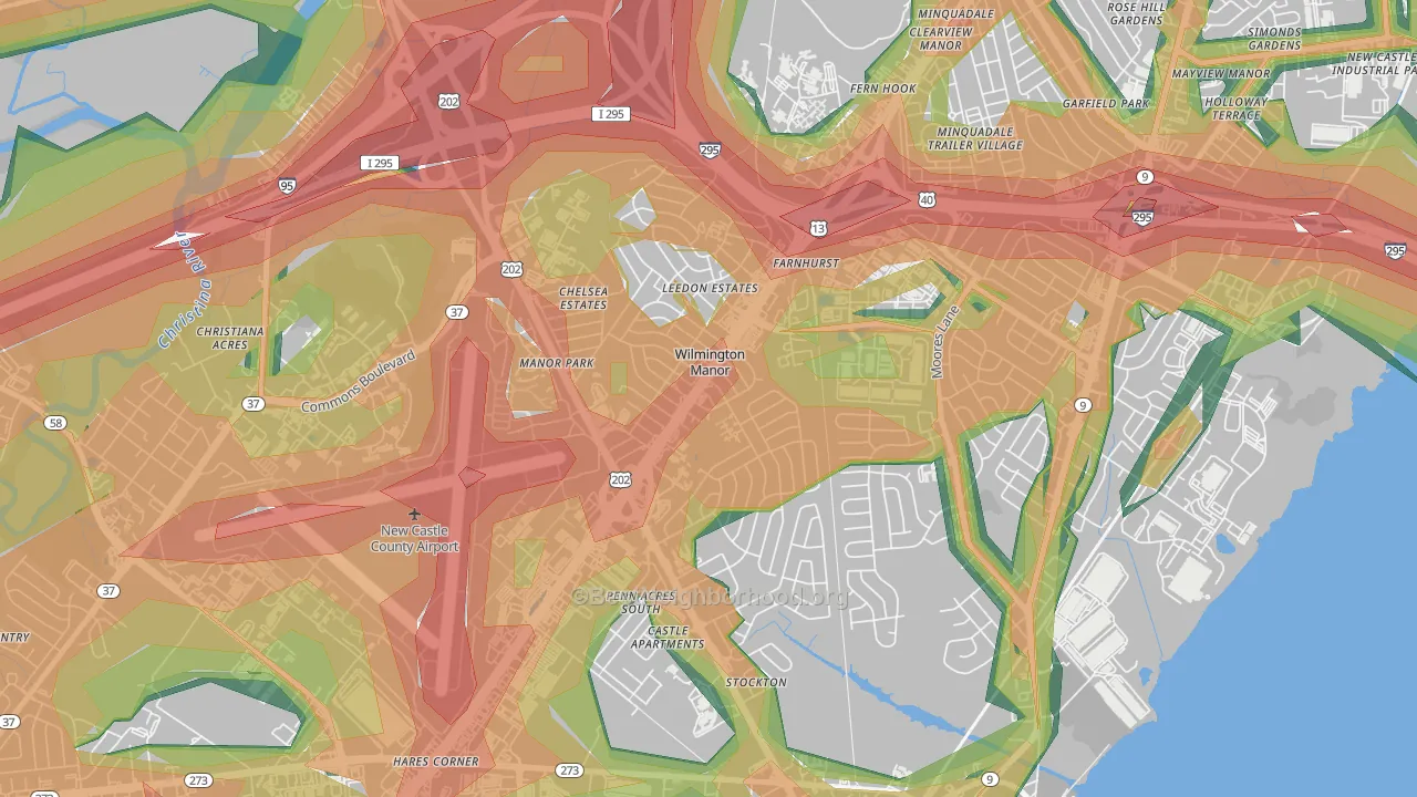 Wilmington Manor, DE Map of Noise Levels in Wilmington Manor