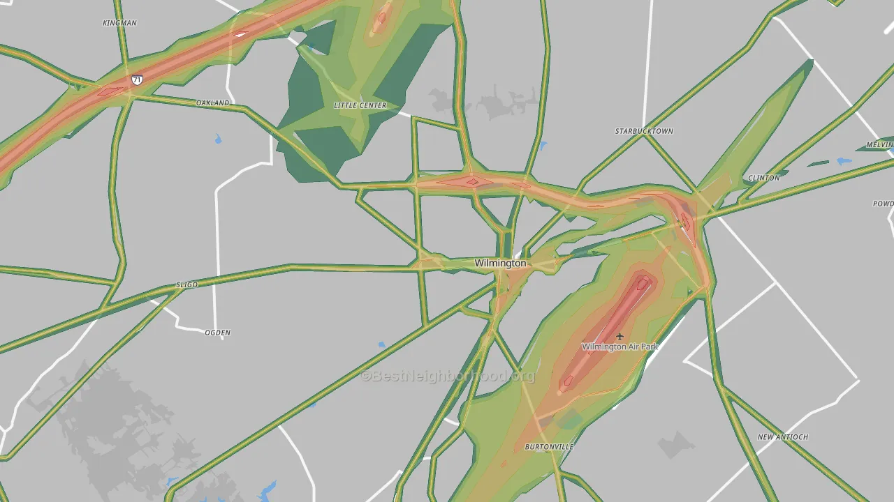 Wilmington, OH Map of Noise Levels in Wilmington