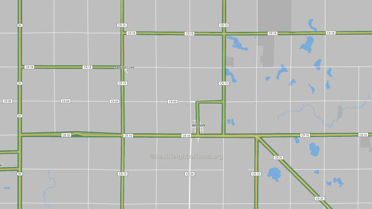 Wilmont, MN Map of Noise Levels in Wilmont