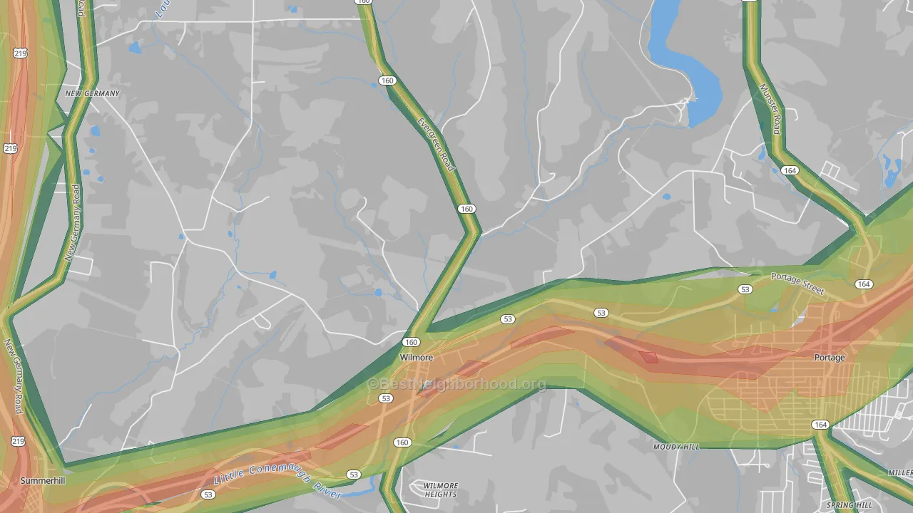 Wilmore, PA Map of Noise Levels in Wilmore