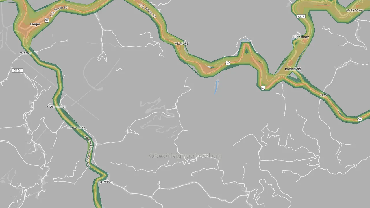 Wilmore, WV Map of Noise Levels in Wilmore