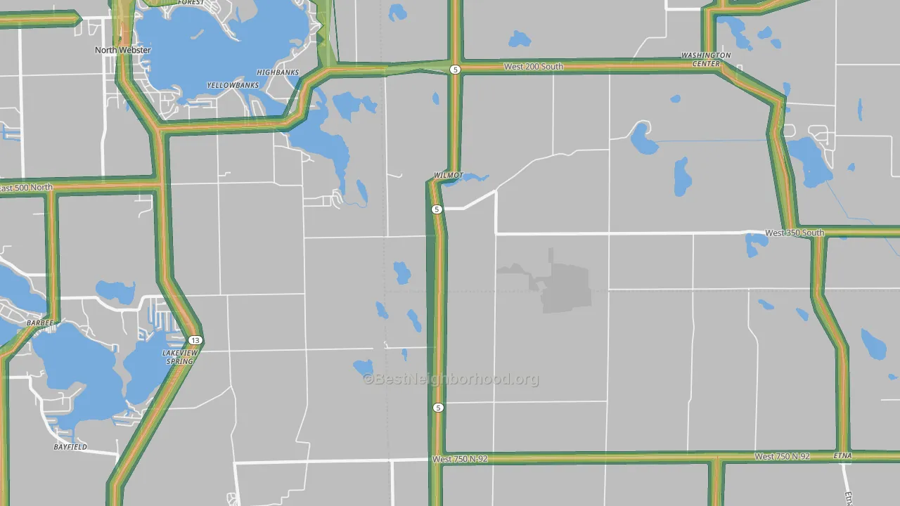 Wilmot, IN Map of Noise Levels in Wilmot