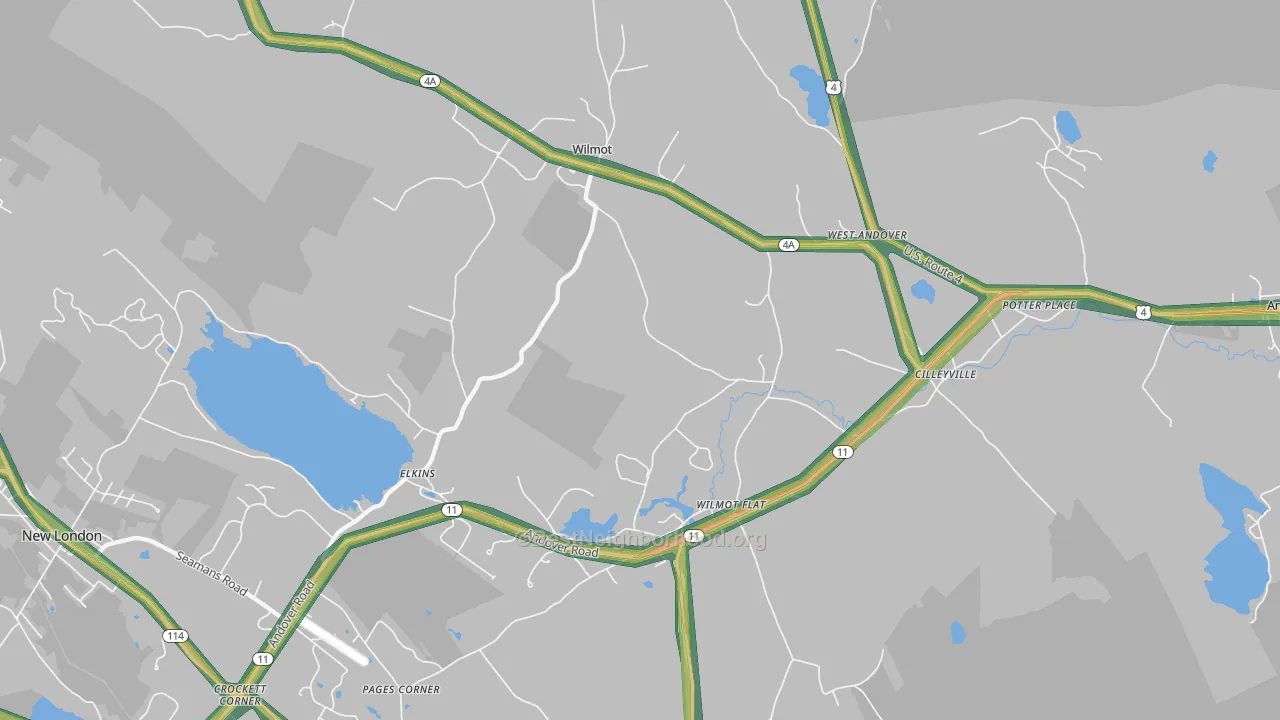 Wilmot, NH Map of Noise Levels in Wilmot