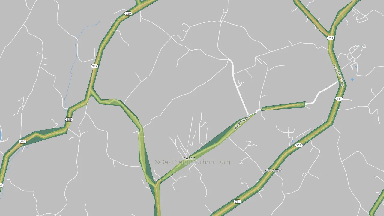 Wilpen, PA Map of Noise Levels in Wilpen