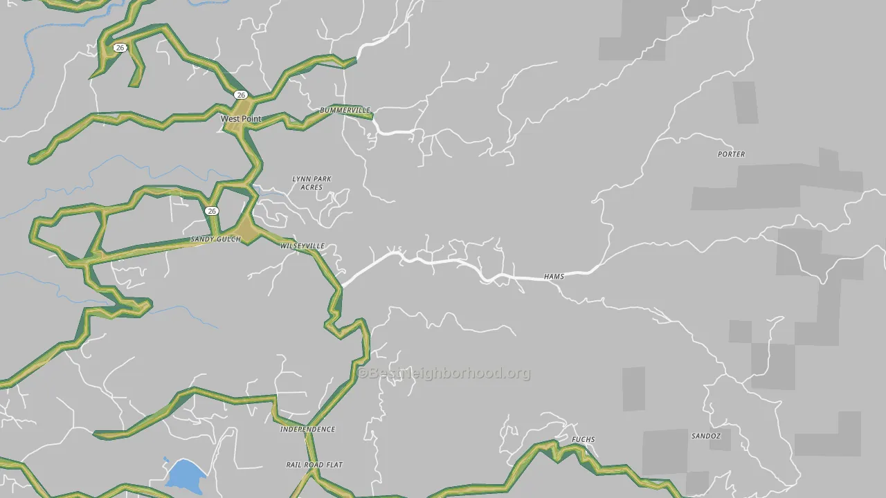 Wilseyville, CA Map of Noise Levels in Wilseyville