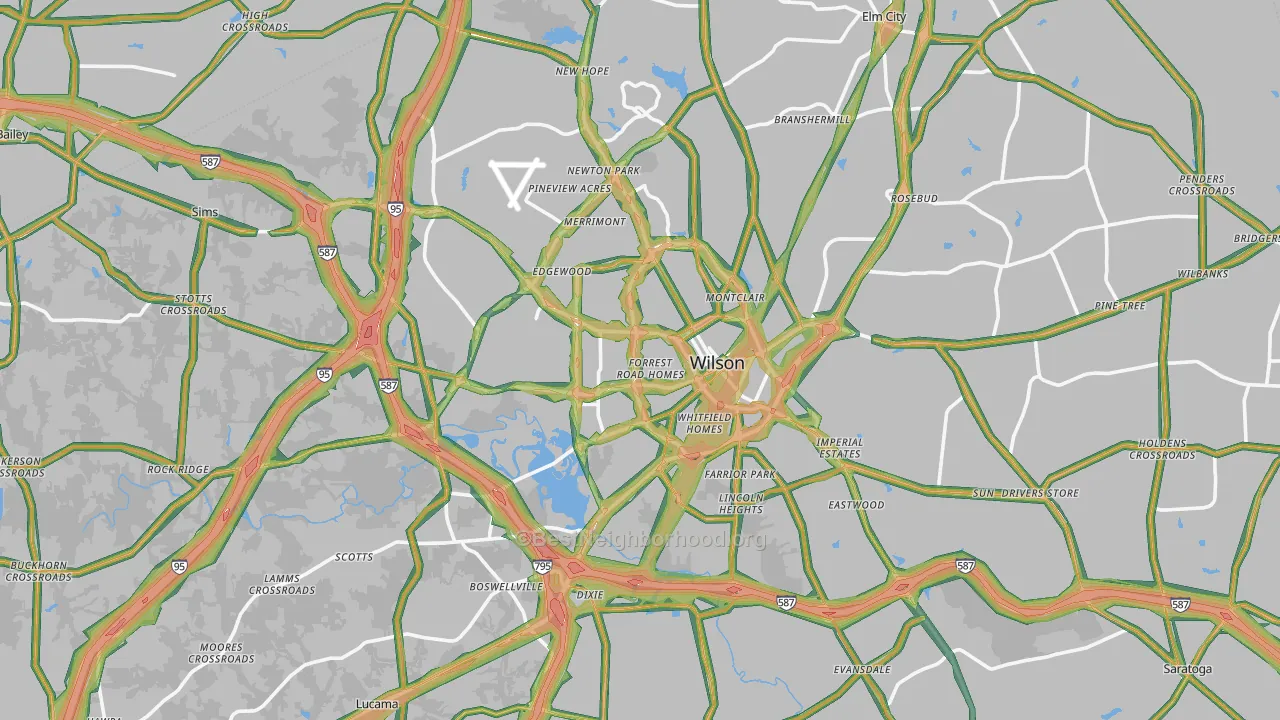 Wilson County, NC Map of Noise Levels in Wilson County